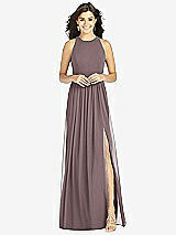 Front View Thumbnail - French Truffle Shirred Skirt Halter Dress with Front Slit