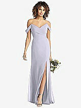 Front View Thumbnail - Silver Dove Off-the-Shoulder Criss Cross Bodice Trumpet Gown