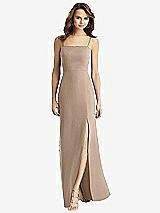 Rear View Thumbnail - Topaz Tie-Back Cutout Trumpet Gown with Front Slit