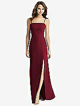 Rear View Thumbnail - Burgundy Tie-Back Cutout Trumpet Gown with Front Slit