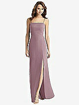 Rear View Thumbnail - Dusty Rose Tie-Back Cutout Trumpet Gown with Front Slit