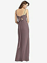 Front View Thumbnail - French Truffle Tie-Back Cutout Trumpet Gown with Front Slit