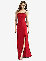 Rear View Thumbnail - Parisian Red Tie-Back Cutout Trumpet Gown with Front Slit