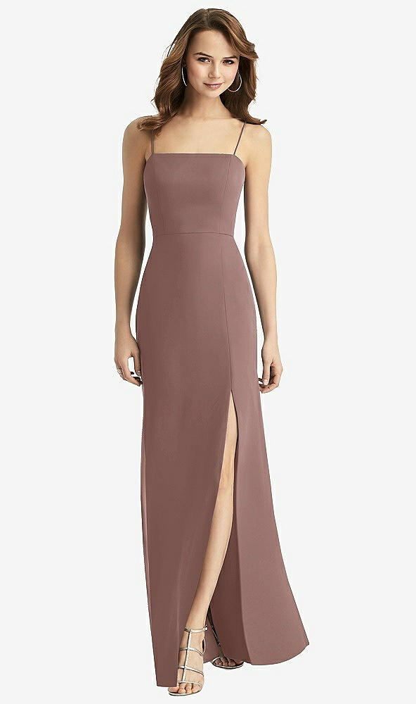 Back View - Sienna Tie-Back Cutout Trumpet Gown with Front Slit