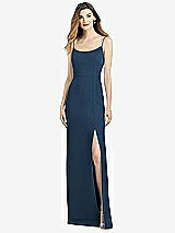 Alt View 1 Thumbnail - Sofia Blue Spaghetti Strap V-Back Crepe Gown with Front Slit