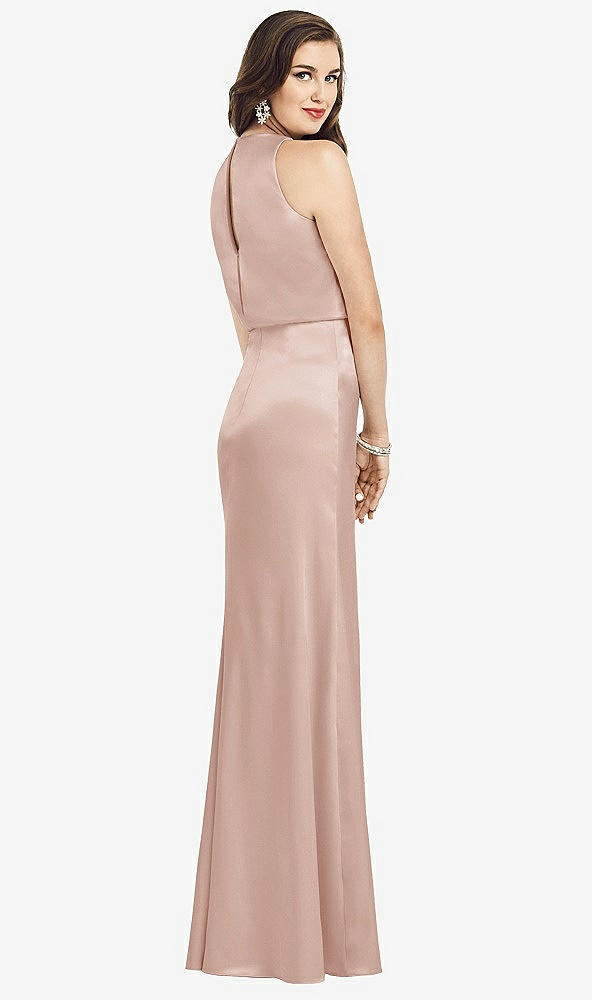 Back View - Toasted Sugar Sleeveless Blouson Bodice Trumpet Gown