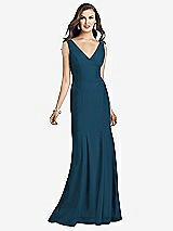 Front View Thumbnail - Atlantic Blue Sleeveless Seamed Bodice Trumpet Gown