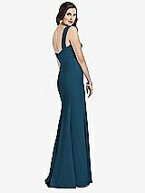 Rear View Thumbnail - Atlantic Blue Sleeveless Seamed Bodice Trumpet Gown