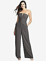 strapless notch crepe jumpsuit with pockets