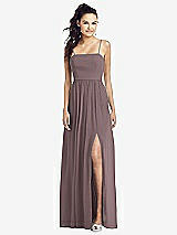 Front View Thumbnail - French Truffle Slim Spaghetti Strap Chiffon Dress with Front Slit 