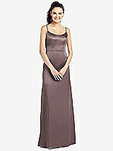 Front View Thumbnail - French Truffle Slim Spaghetti Strap V-Back Trumpet Gown