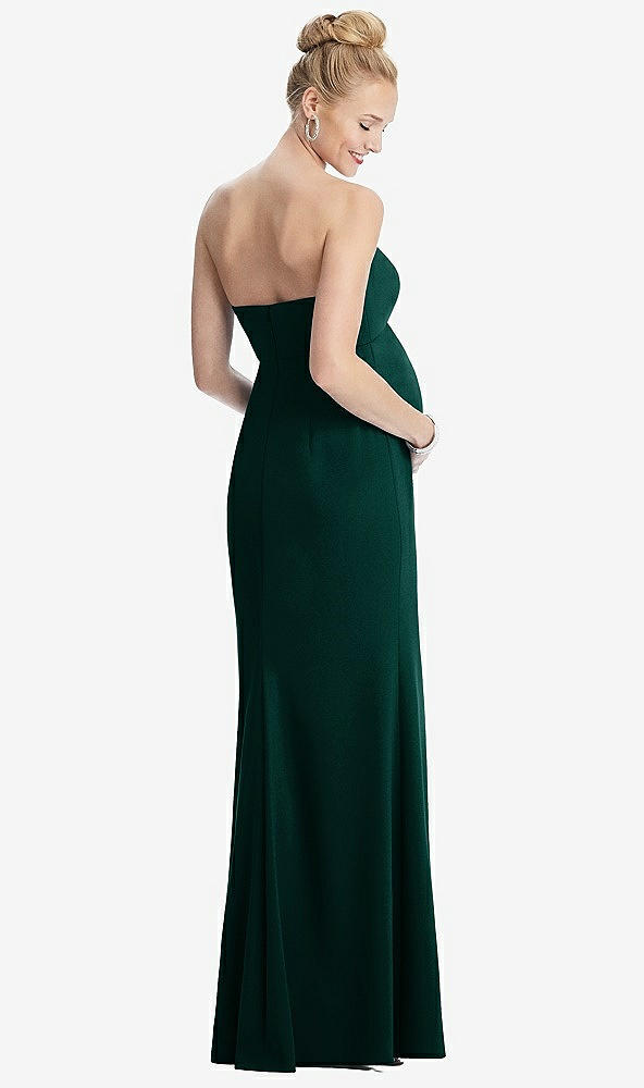 Back View - Evergreen Strapless Crepe Maternity Dress with Trumpet Skirt