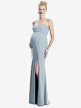 Front View Thumbnail - Mist Strapless Crepe Maternity Dress with Trumpet Skirt