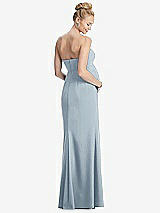 Rear View Thumbnail - Mist Strapless Crepe Maternity Dress with Trumpet Skirt