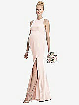 Front View Thumbnail - Blush Sleeveless Halter Maternity Dress with Front Slit