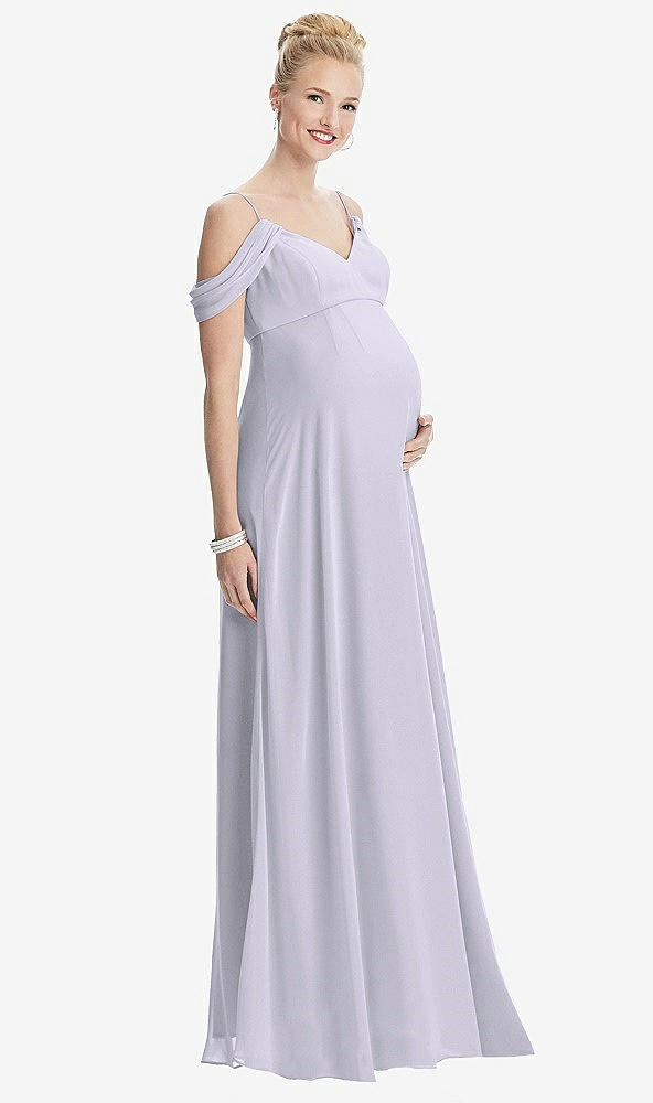 Front View - Silver Dove Draped Cold-Shoulder Chiffon Maternity Dress