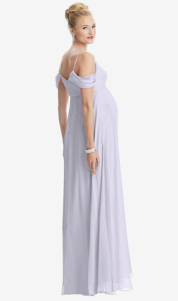 Back View - Silver Dove Draped Cold-Shoulder Chiffon Maternity Dress