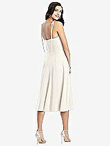 Rear View Thumbnail - Ivory Bustier Crepe Midi Dress with Adjustable Bow Straps
