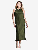 Alt View 2 Thumbnail - Olive Green Tie Neck Cutout Midi Tank Dress - Lou