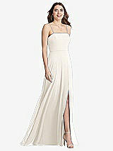 Front View Thumbnail - Ivory Square Neck Chiffon Maxi Dress with Front Slit - Elliott
