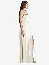 Side View Thumbnail - Ivory Square Neck Chiffon Maxi Dress with Front Slit - Elliott