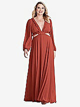 Alt View 1 Thumbnail - Amber Sunset Bishop Sleeve Ruffled Chiffon Cutout Maxi Dress - Harlow 