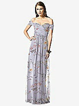Front View Thumbnail - Butterfly Botanica Silver Dove Off-the-Shoulder Ruched Chiffon Maxi Dress - Alessia