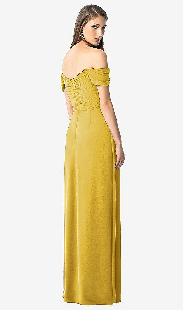 Back View - Marigold Off-the-Shoulder Ruched Chiffon Maxi Dress - Alessia