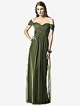 Front View Thumbnail - Olive Green Off-the-Shoulder Ruched Chiffon Maxi Dress - Alessia