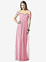 Front View Thumbnail - Peony Pink Off-the-Shoulder Ruched Chiffon Maxi Dress - Alessia