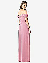 Rear View Thumbnail - Peony Pink Off-the-Shoulder Ruched Chiffon Maxi Dress - Alessia