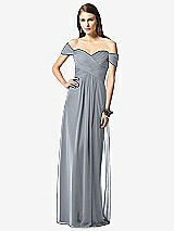 Front View Thumbnail - Platinum Off-the-Shoulder Ruched Chiffon Maxi Dress - Alessia