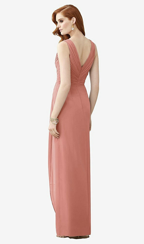 Back View - Desert Rose Sleeveless Draped Faux Wrap Maxi Dress - Dahlia
