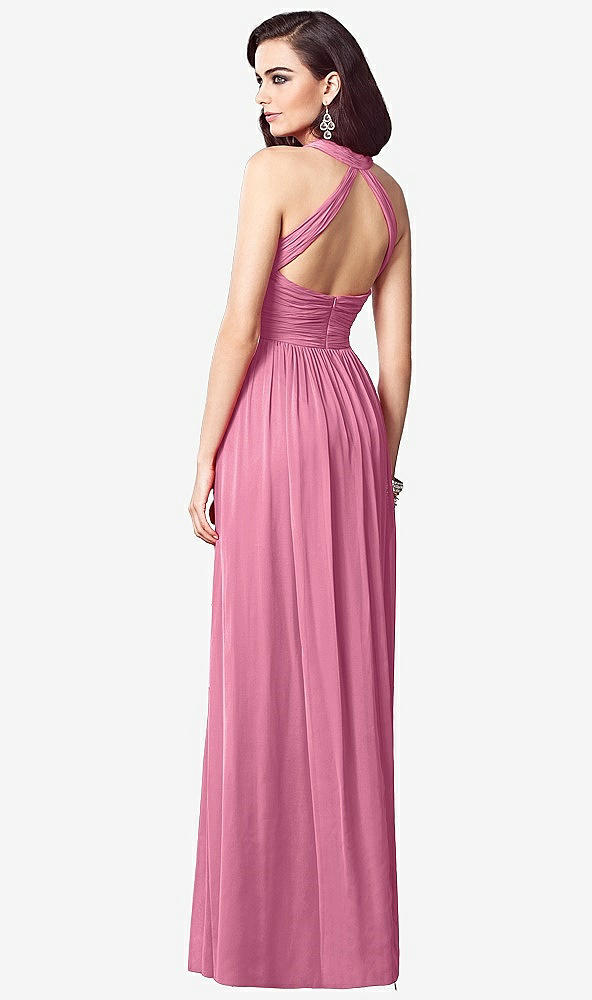 Back View - Orchid Pink Ruched Halter Open-Back Maxi Dress - Jada