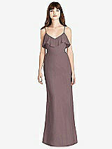 Front View Thumbnail - French Truffle Ruffle-Trimmed Backless Maxi Dress
