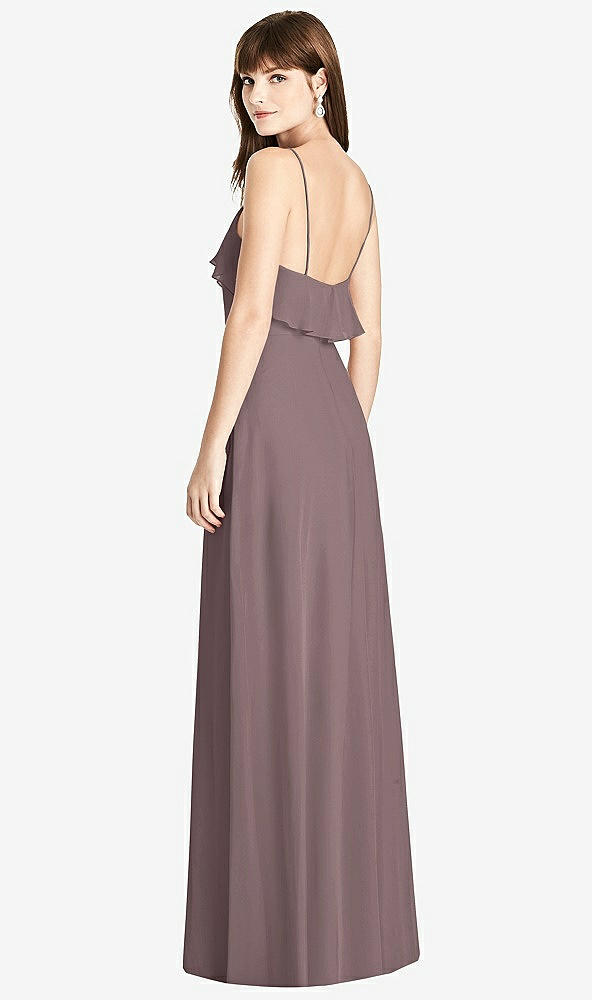 Back View - French Truffle Ruffle-Trimmed Backless Maxi Dress