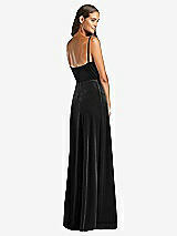 Rear View Thumbnail - Black Velvet Wrap Maxi Dress with Pockets