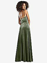 Rear View Thumbnail - Sage Cowl-Neck Velvet Maxi Dress with Pockets