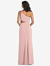 Rear View Thumbnail - Rose - PANTONE Rose Quartz One-Shoulder Midriff Cutout Maxi Dress