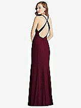 Front View Thumbnail - Cabernet High-Neck Halter Dress with Twist Criss Cross Back 