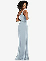 Alt View 3 Thumbnail - Mist Skinny One-Shoulder Trumpet Gown with Front Slit