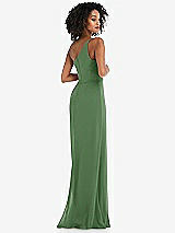 Alt View 3 Thumbnail - Vineyard Green Skinny One-Shoulder Trumpet Gown with Front Slit
