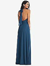 Alt View 4 Thumbnail - Dusk Blue High Neck Halter Backless Maxi Dress