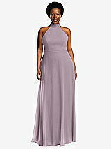 Front View Thumbnail - Lilac Dusk High Neck Halter Backless Maxi Dress
