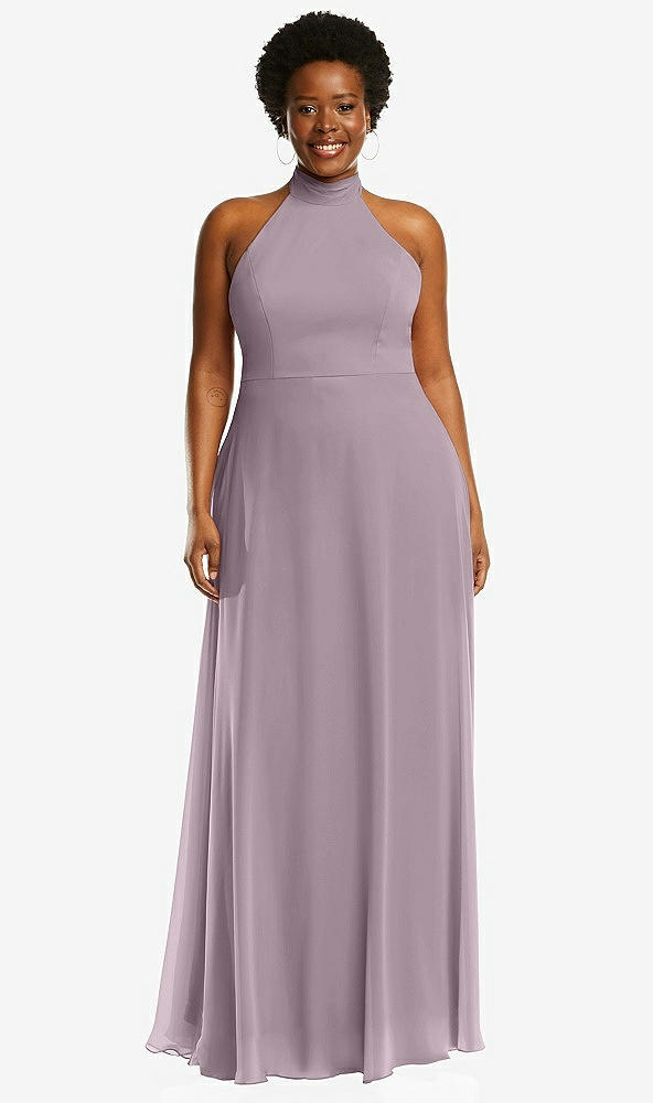 Front View - Lilac Dusk High Neck Halter Backless Maxi Dress