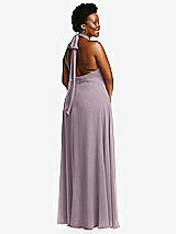 Rear View Thumbnail - Lilac Dusk High Neck Halter Backless Maxi Dress