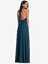 Alt View 4 Thumbnail - Atlantic Blue High Neck Halter Backless Maxi Dress