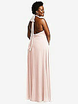 Rear View Thumbnail - Blush High Neck Halter Backless Maxi Dress