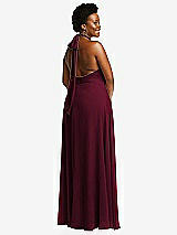 Rear View Thumbnail - Cabernet High Neck Halter Backless Maxi Dress