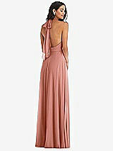 Alt View 4 Thumbnail - Desert Rose High Neck Halter Backless Maxi Dress